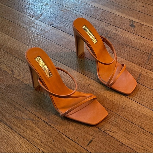 Billini Orange Yanna Strappy Block Heels in Papaya sz 7.5 - Picture 2 of 7
